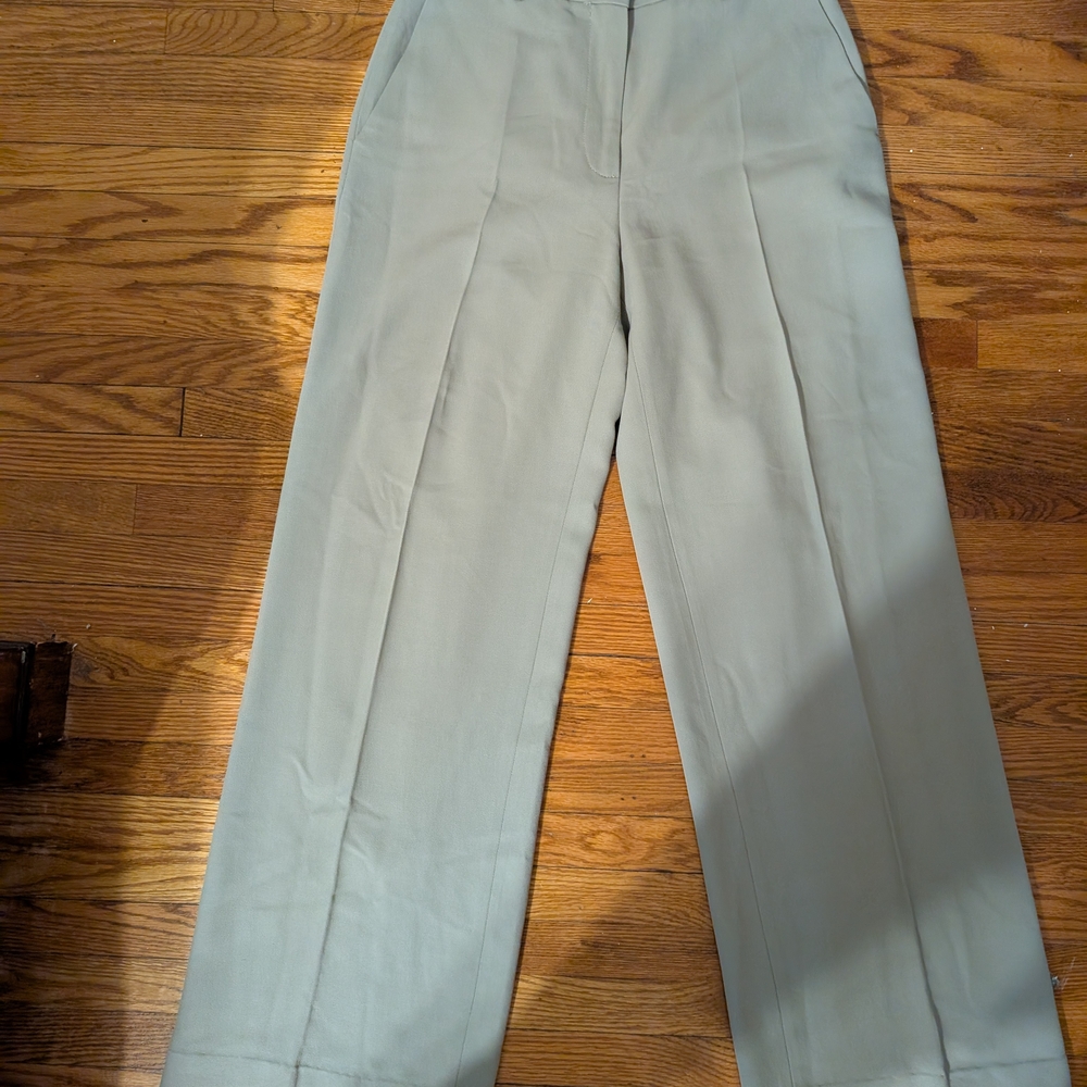 H&M Women's Cream/Light Grey Wide Leg Wool Pants